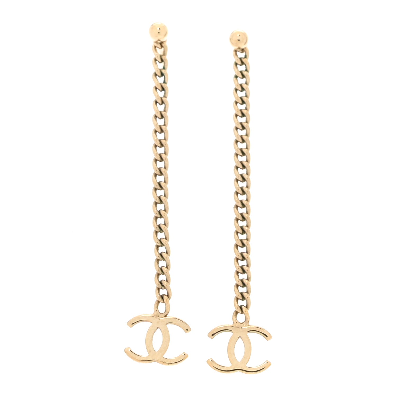 Chanel CC Long Drop Earrings Gold 1 of 3