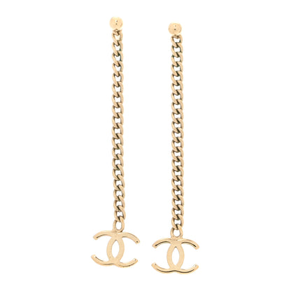 Chanel CC Long Drop Earrings Gold 1 of 3