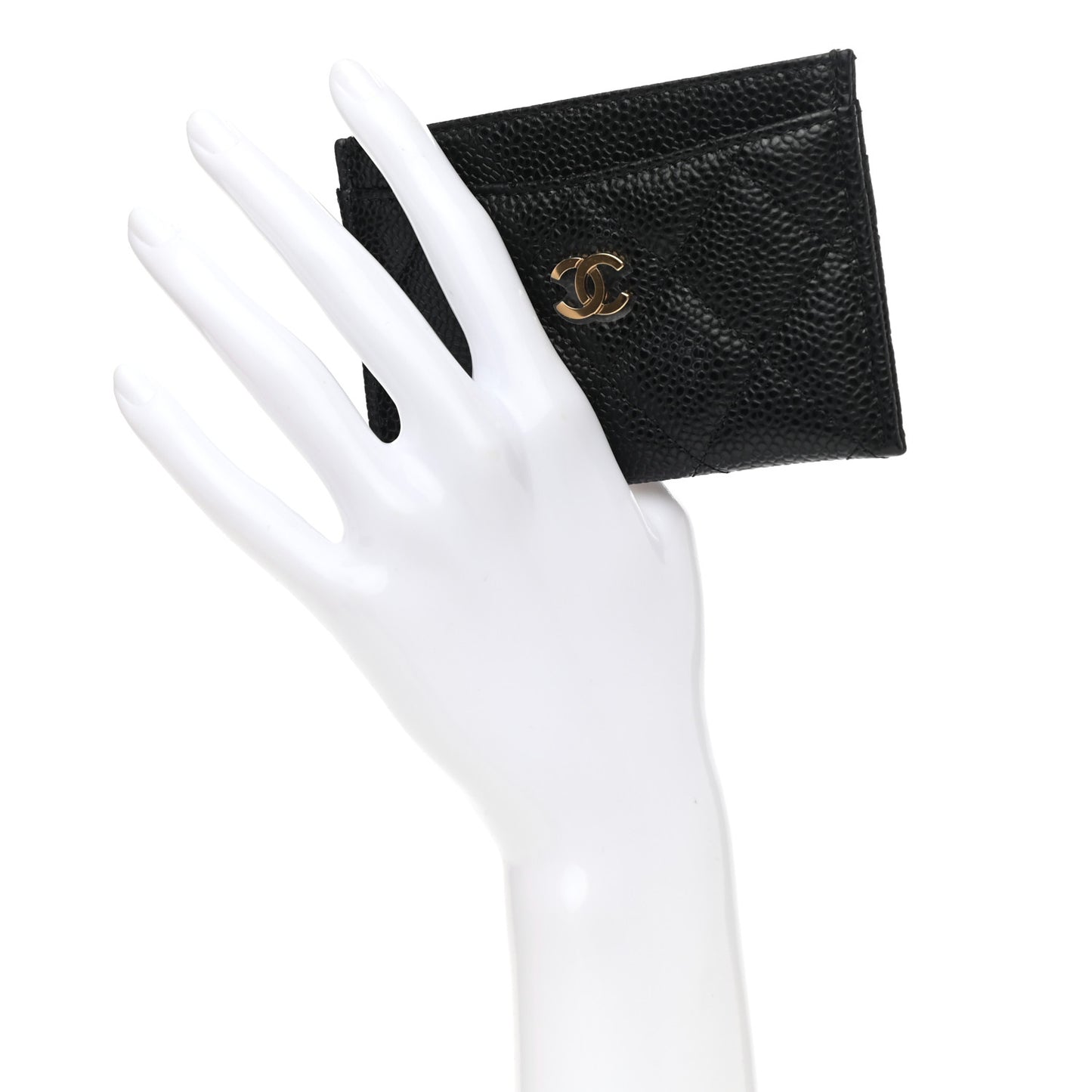 Caviar Quilted Card Holder Black