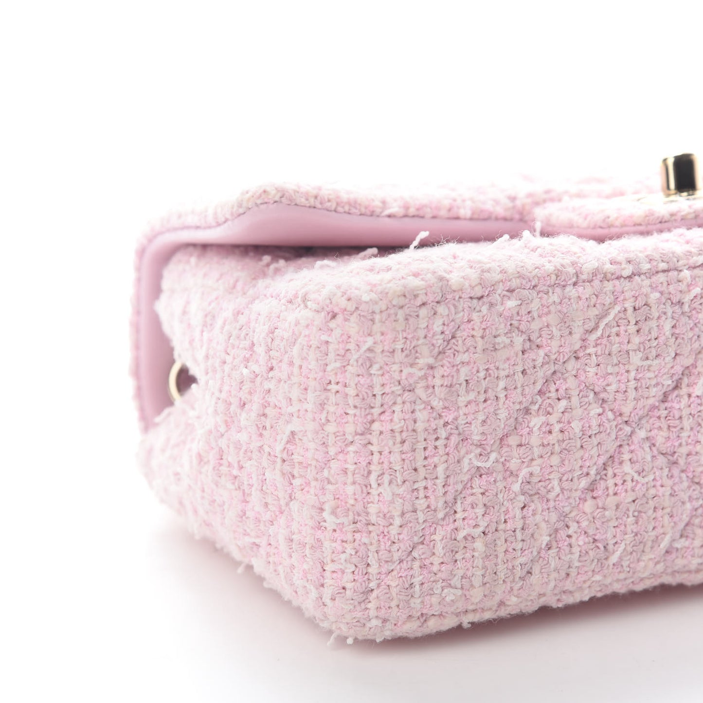 Tweed Quilted Mini Rectangular Flap Pink