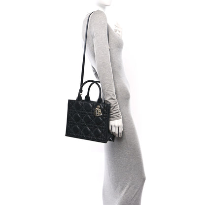 Christian Dior Calfskin Macro Cannage Small Book Tote Black 2 of 10