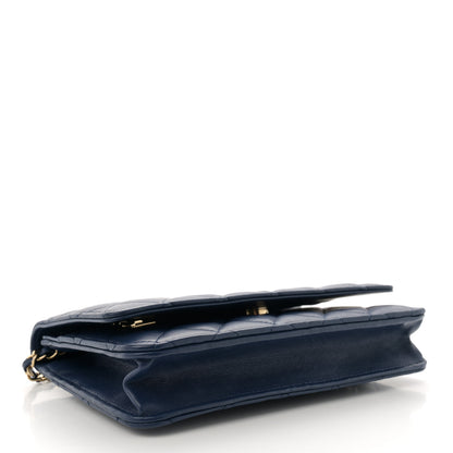 Chanel Lambskin Quilted Wallet On Chain WOC Dark Blue 4 of 10
