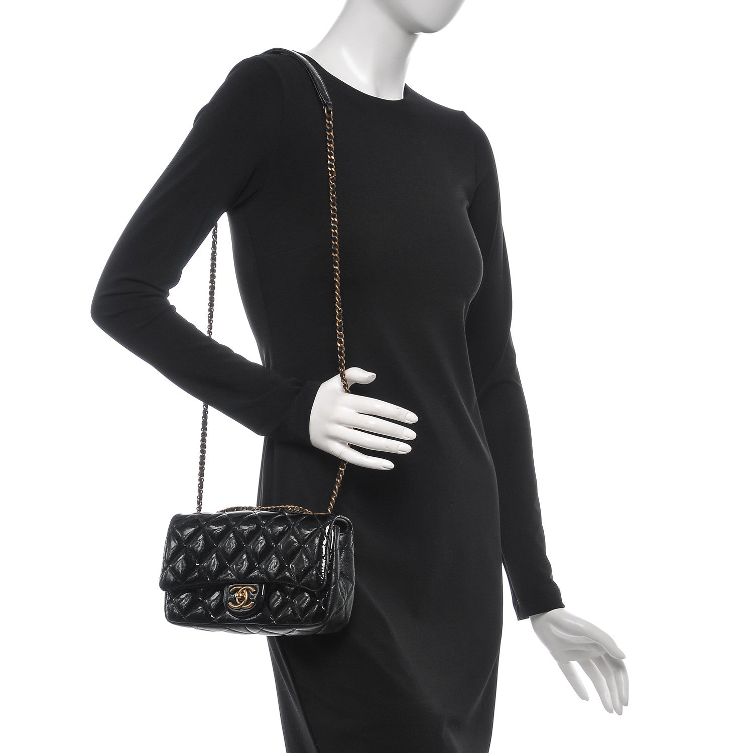 Chanel Patent Goatskin Quilted Small CC Eyelet Flap Black 2 of 8