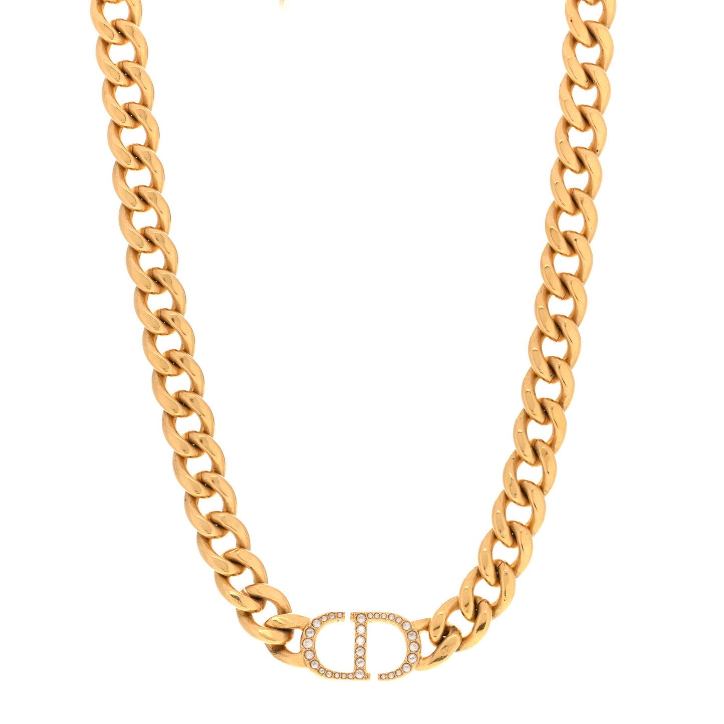 Metal Crystal 30 Montaigne Necklace Gold