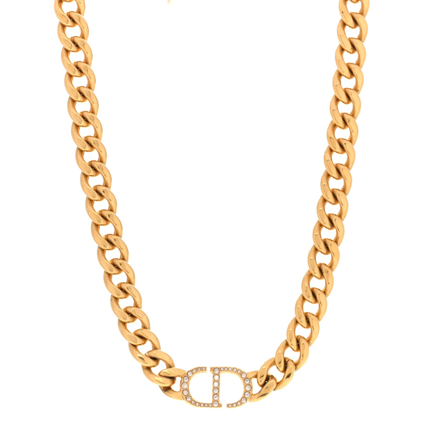 Christian Dior Metal Crystal 30 Montaigne Necklace Gold 1 of 5