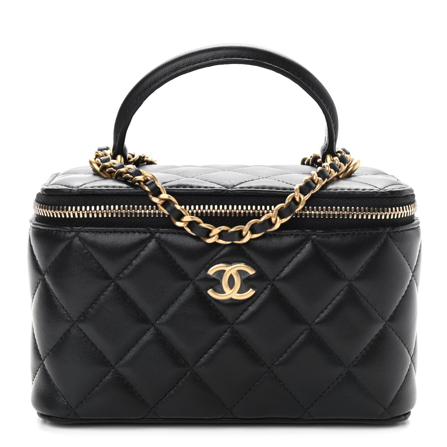 Chanel Lambskin Quilted Small Top Handle Vanity Case With Chain Black 1 of 11