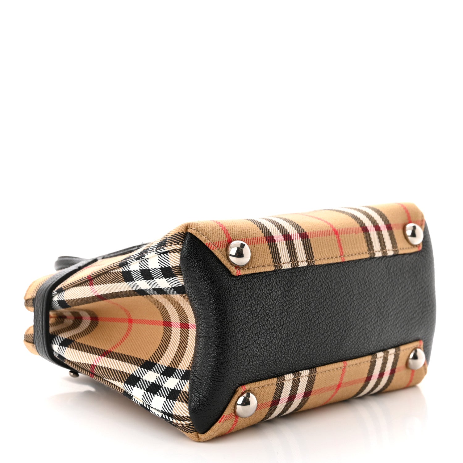 Burberry Goatskin Vintage Check Small Banner Tote Black 4 of 10