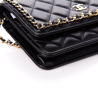 Chanel Lambskin Quilted Chain Around Wallet On Chain WOC Black 10 of 11