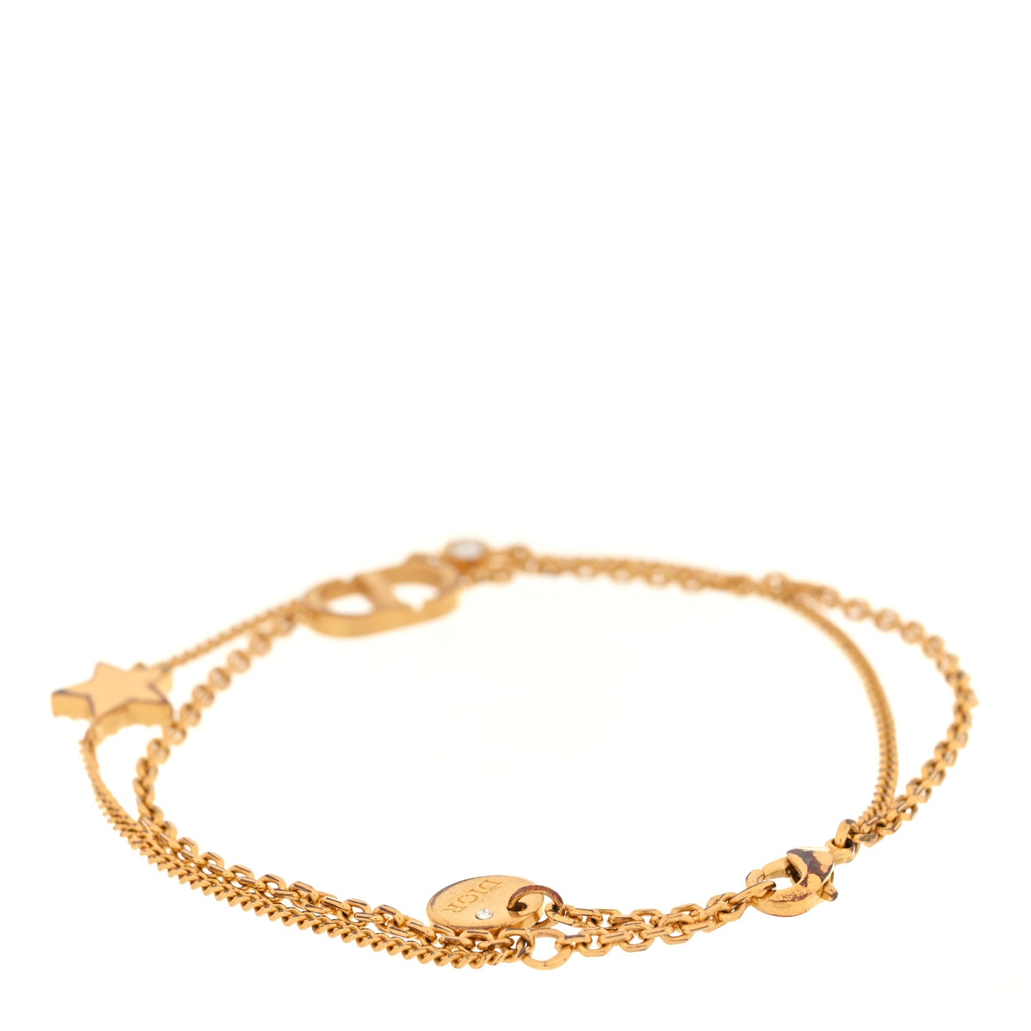 Metal Crystal Petit CD Double Bracelet Gold