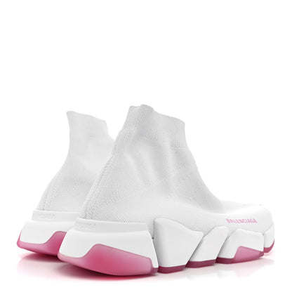Balenciaga Technical 3D Recycled Knit Bi-Color Womens Speed 2.0 Transparent Sole Sneakers 40 Pink White 5 of 9