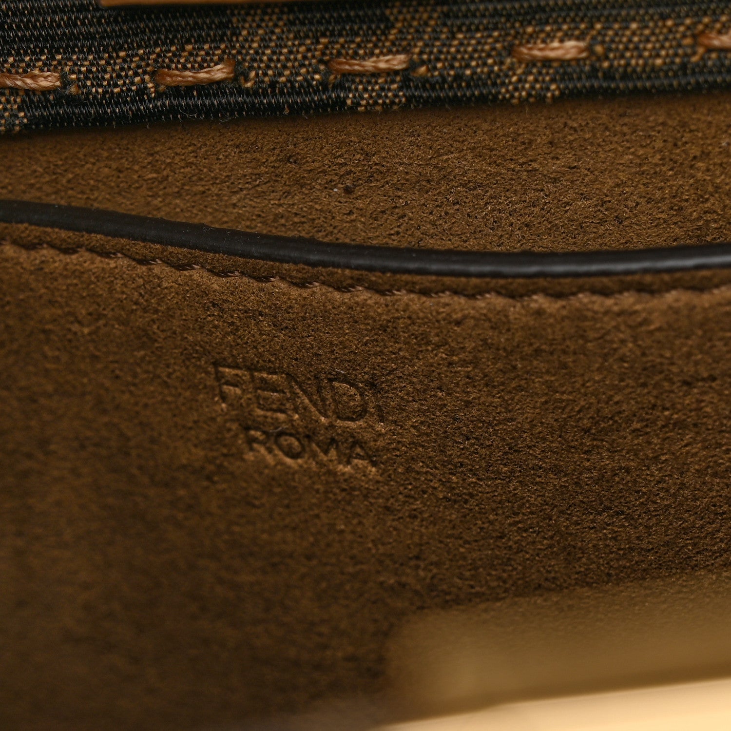 Fendi Fabric Jacquard FF 1974 Logo Small Fendi Sunshine Shopper Tote Tobacco Moro Sand 8 of 10