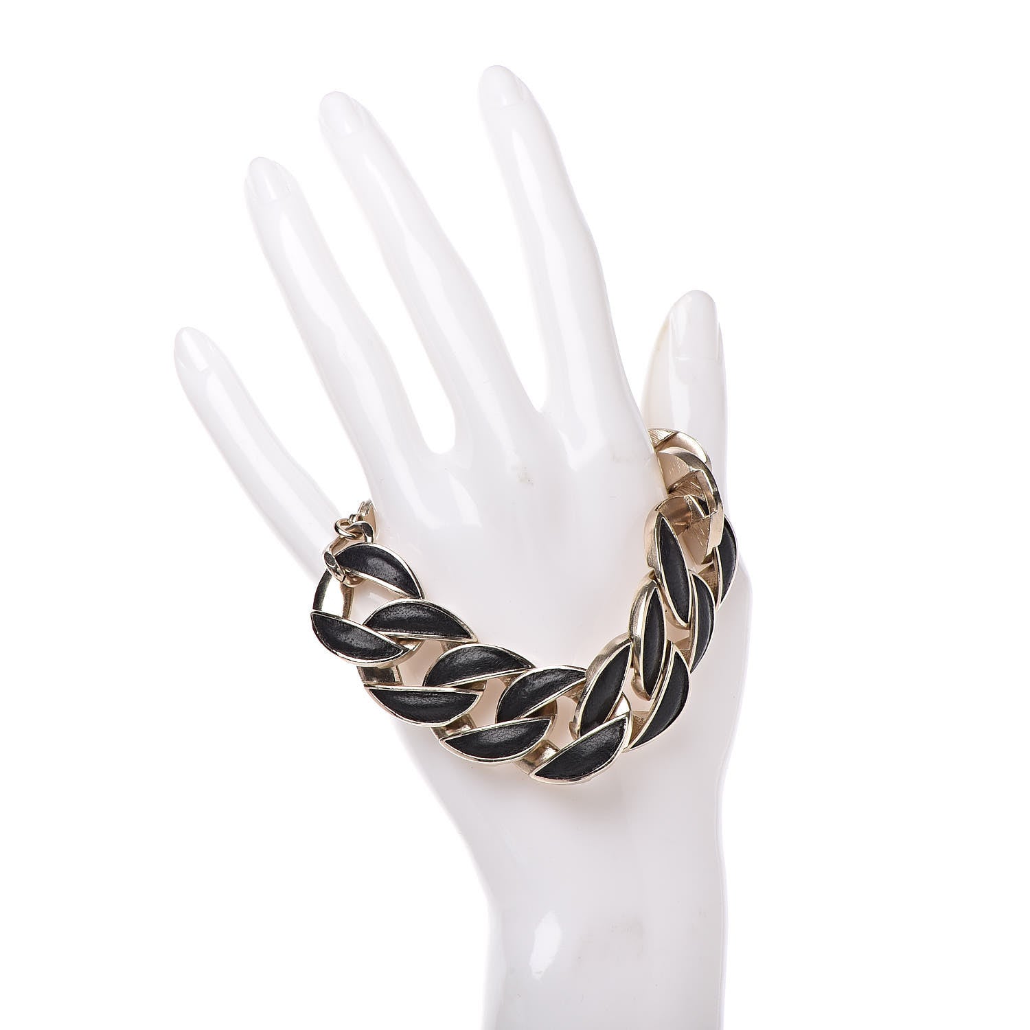 Chanel Lambskin CC Curb Chain Bracelet Black Gold 2 of 5