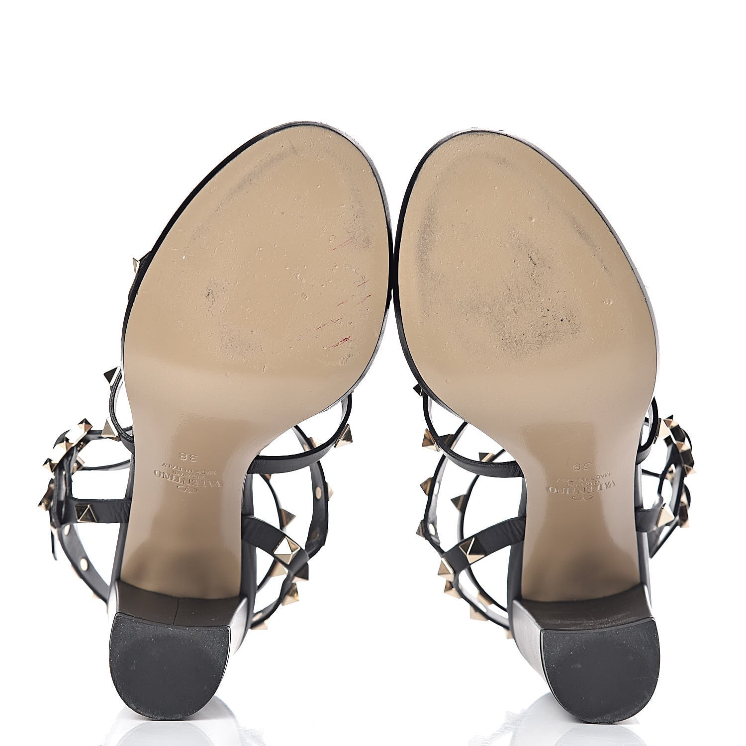 Valentino Garavani Calfskin Rockstud 90mm City Sandals 38 Black 7 of 14