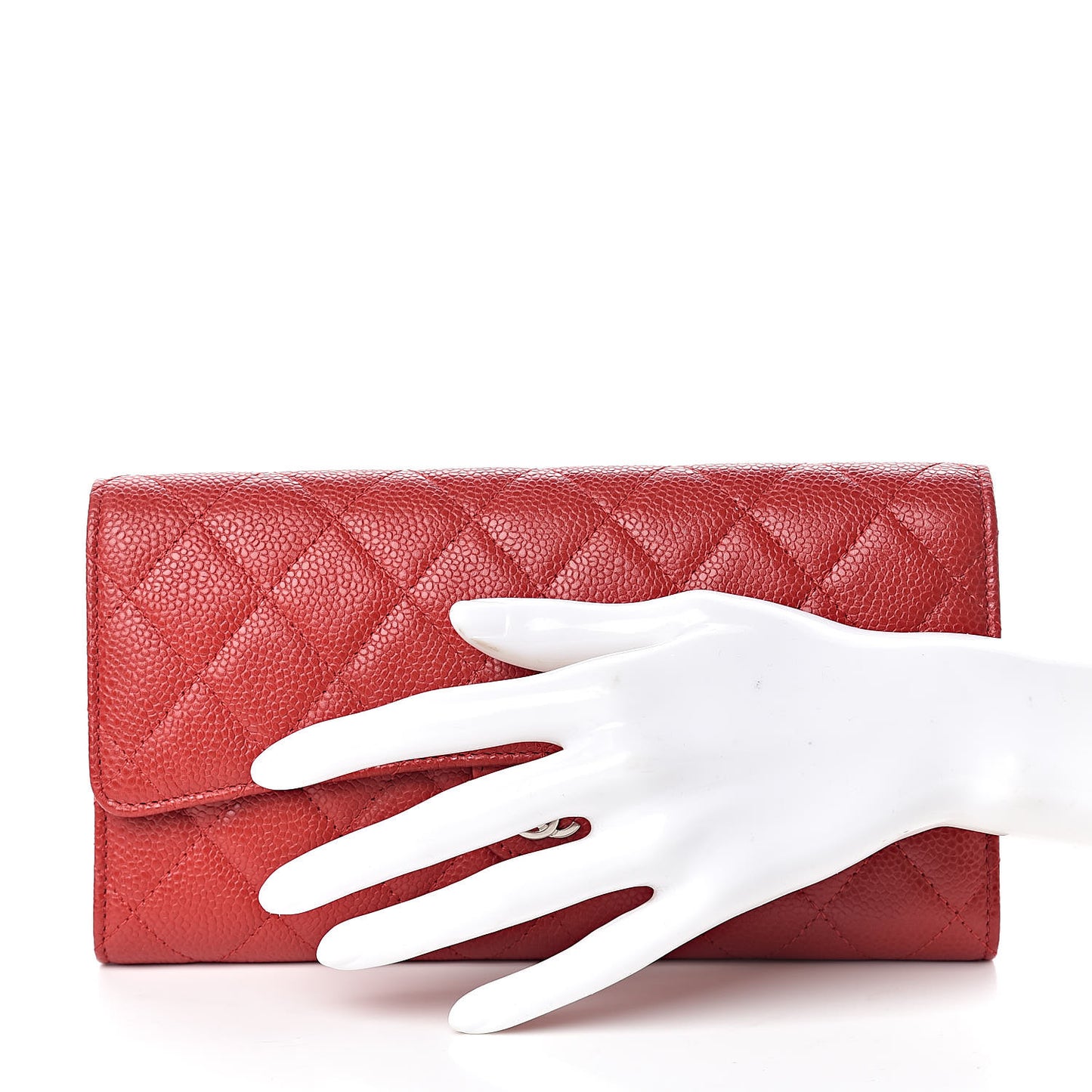 Caviar Quilted Travel Wallet Red