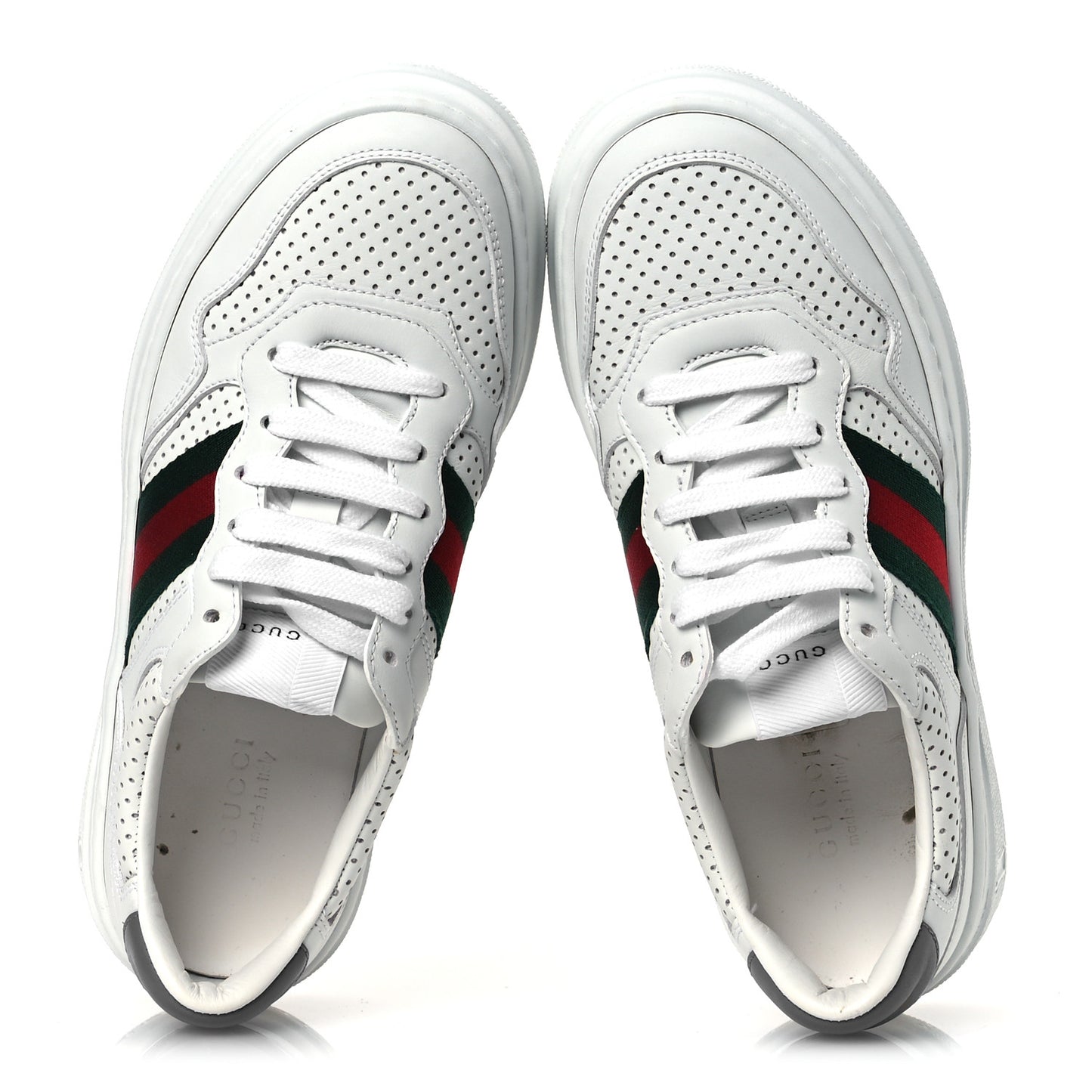 Calfskin Web Perforated Womens Platform 55mm Sneakers 36 White Bright Splash
