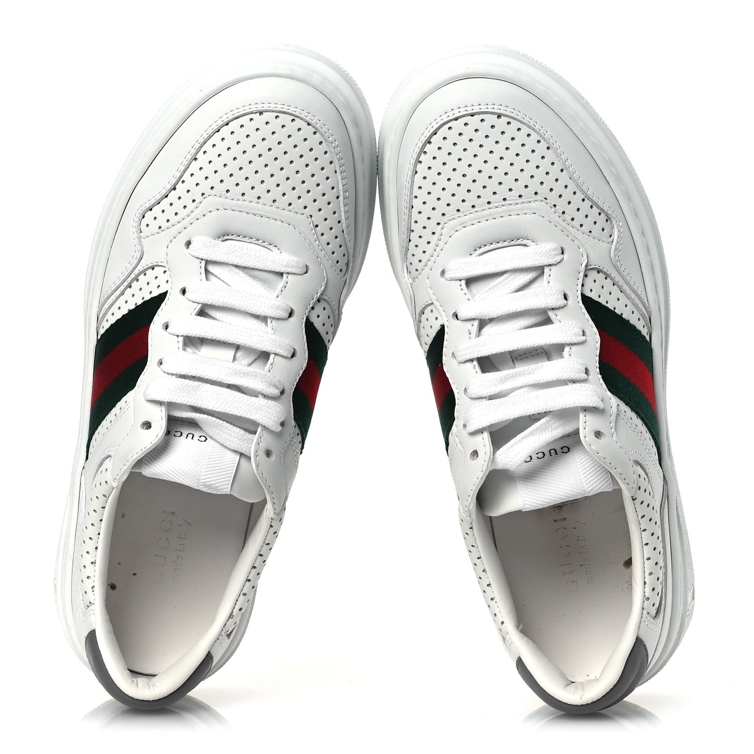 Gucci Calfskin Web Perforated Womens Platform 55mm Sneakers 36 White Bright Splash 2 of 10