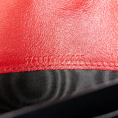 Gucci Vintage Effect Calfskin Matelasse Diagonal Torchon GG Marmont Chain Wallet Black Romantic Cherry 6 of 10