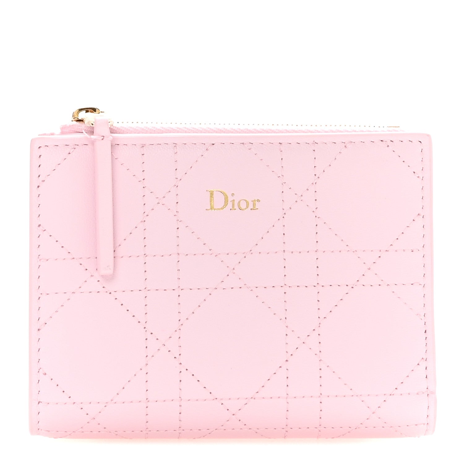 Christian Dior Lambskin Cannage Trianon Dahlia Wallet Rose Songe 1 of 9