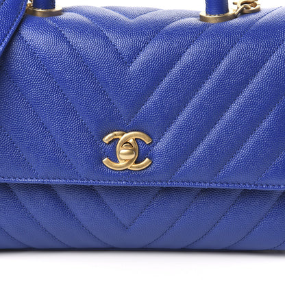 Chanel Caviar Chevron Quilted Mini Coco Handle Flap Blue 11 of 11