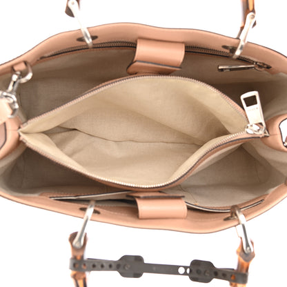 Gucci Shangai Calfskin Blooms Print Medium Bamboo Shopper Tote Pink Apricot Multicolor 6 of 15