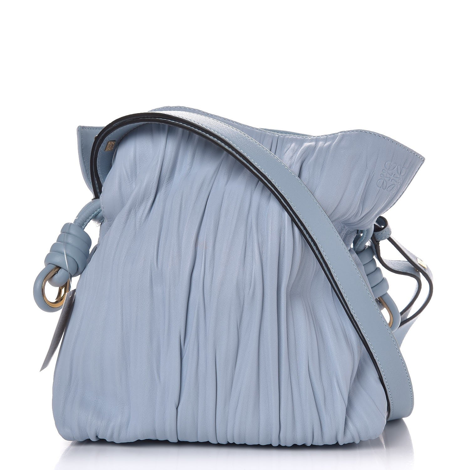 Loewe Crinkled Nappa Small Flamenco Knot Shoulder Bag Light Blue 1 of 6