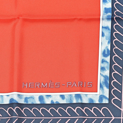 Hermes Silk Selle d'Officier En Grande Tenue Scarf 90 Rouge Blue Jean Ciel 3 of 5
