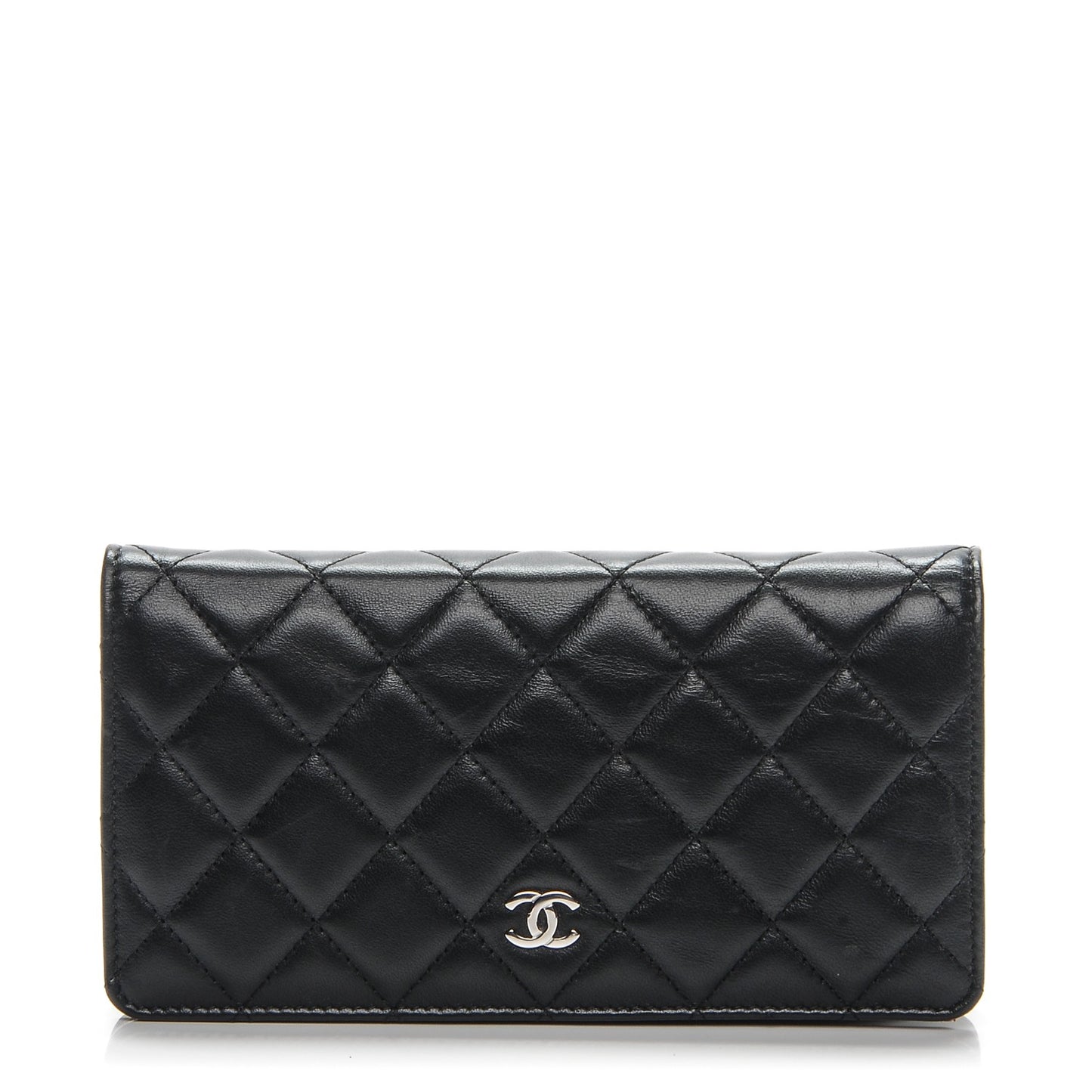 Lambskin Quilted Yen Wallet Black
