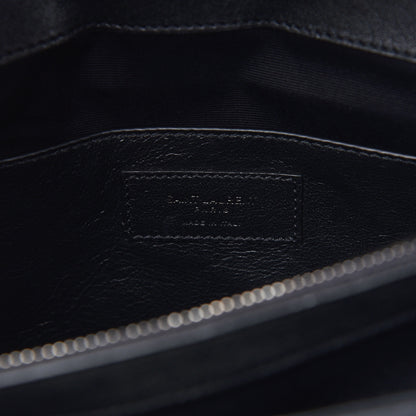 Saint Laurent Sheepskin Matelasse Chevron Monogram Large College Satchel Black 8 of 9