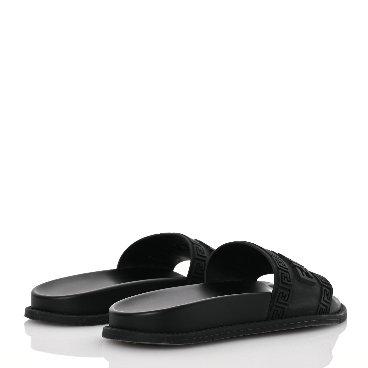 Fendi X VERSACE Rubber Logo Slide Sandals 38 Black 4 of 15