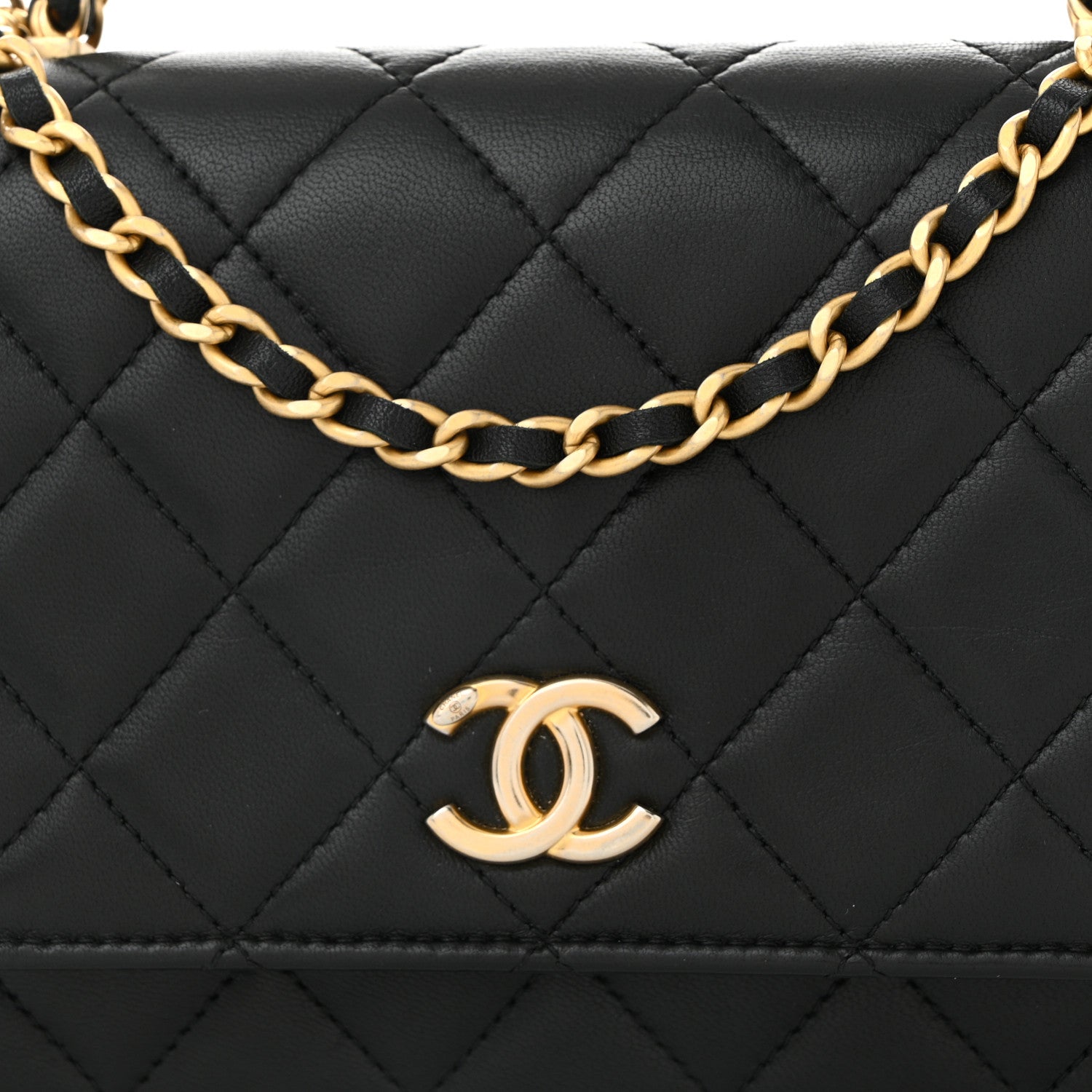 Chanel Lambskin Quilted Pick Me Up Wallet On Chain WOC Black 9 of 12
