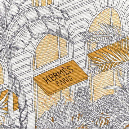 Hermes Silk Faubourg Tropical Scarf 90 Sepia White Caramel 2 of 5