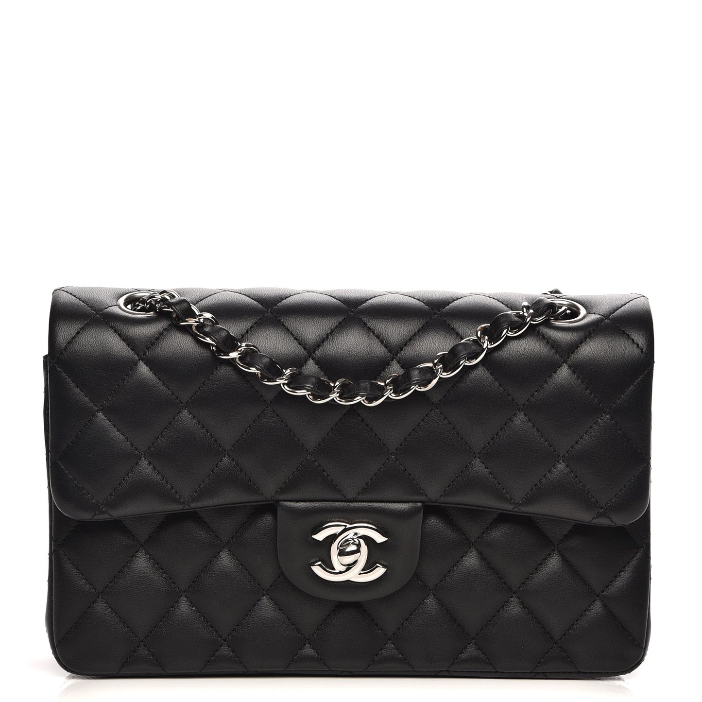 Lambskin Quilted Small Double Flap Black