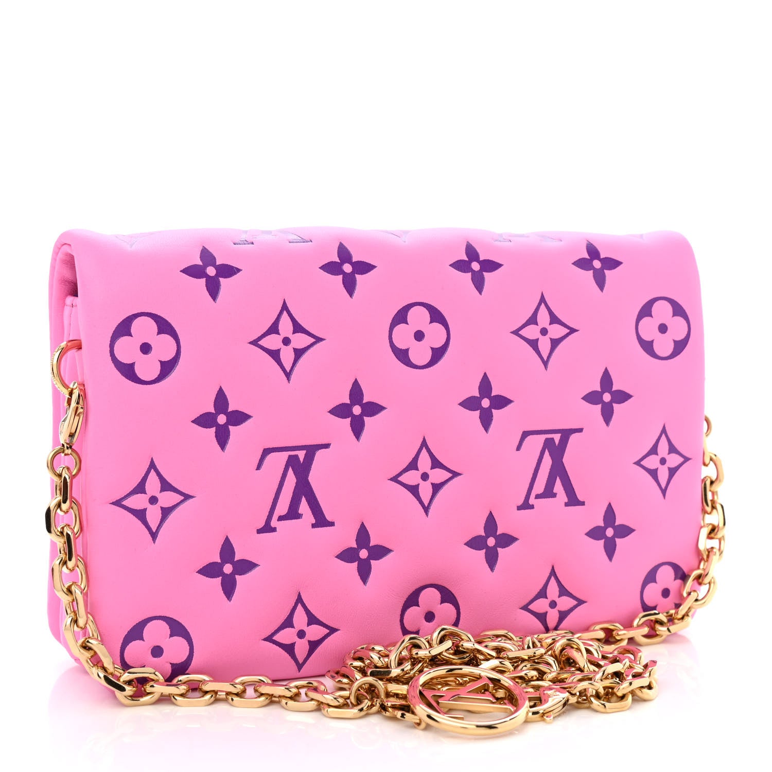 Louis Vuitton Lambskin Embossed Monogram Vuittamins Pochette Coussin Rose Violet 3 of 10