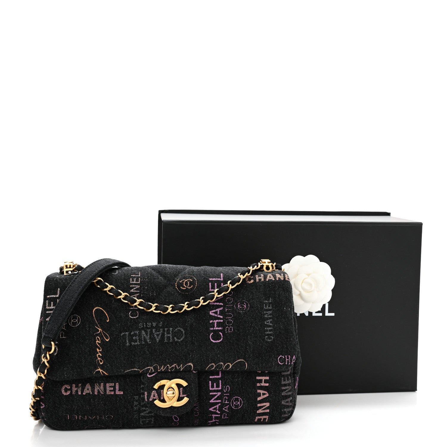 Chanel Denim Quilted Denim Mood Large Flap Black Multicolor 11 of 11