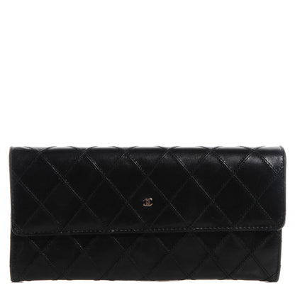 Chanel Lambskin Diamond Stitched Long Flap Wallet Black 1 of 9