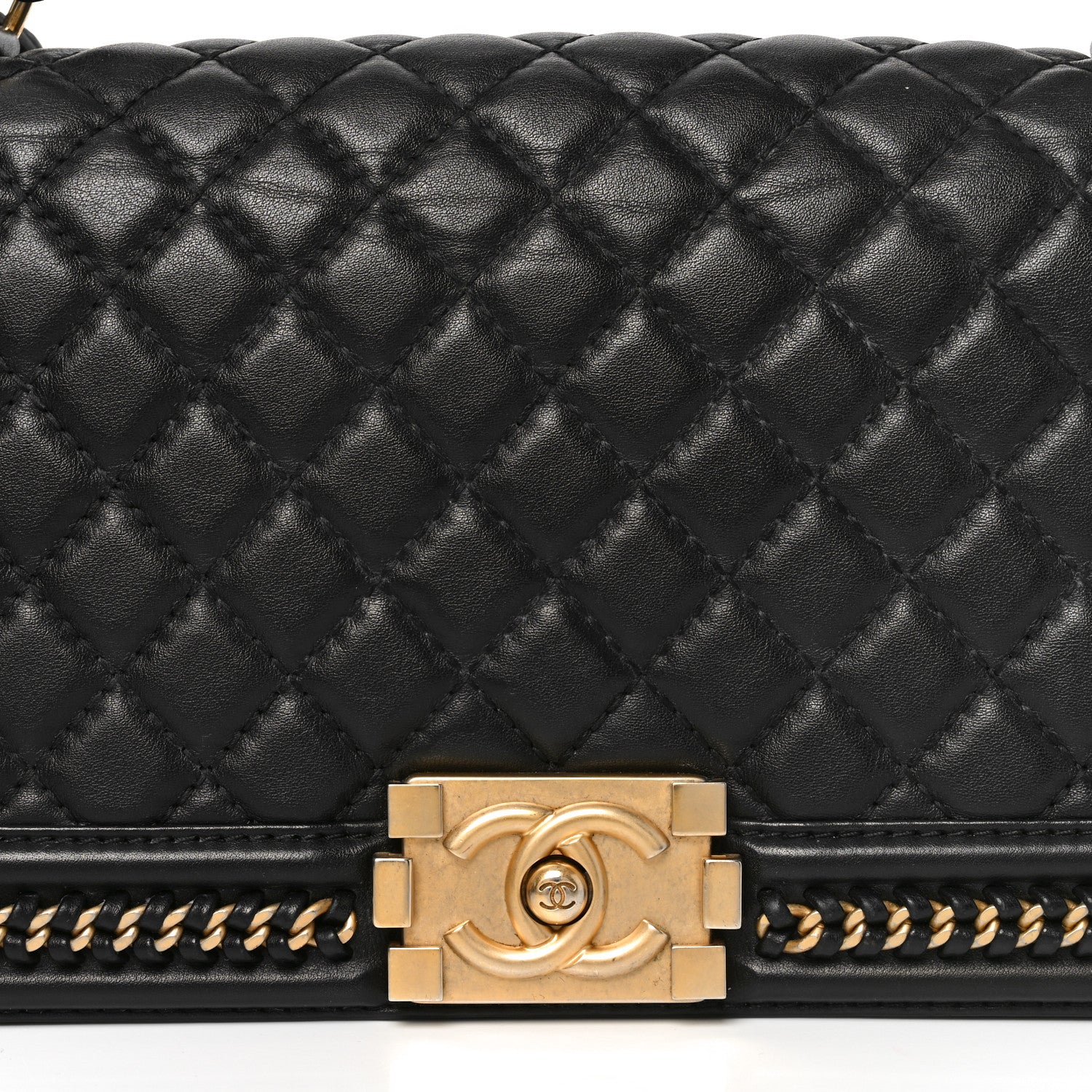 Chanel Calfskin Quilted Medium Boy Top Handle Flap Black 8 of 10