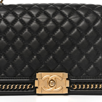 Chanel Calfskin Quilted Medium Boy Top Handle Flap Black 8 of 10