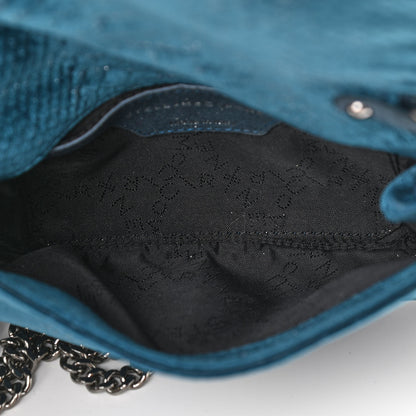 Stella McCartney Velvet Python Embossed Falabella Crossbody Bag Blue 7 of 12