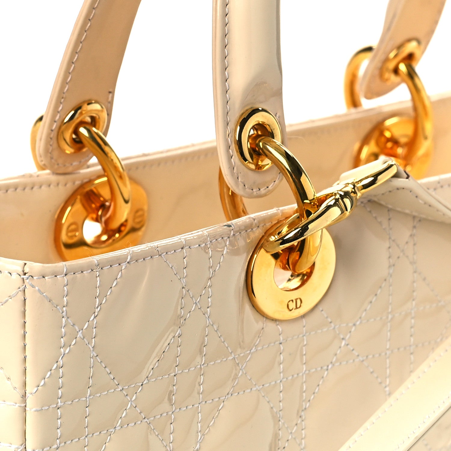 Christian Dior Patent Cannage Large Lady Dior White 14 of 15