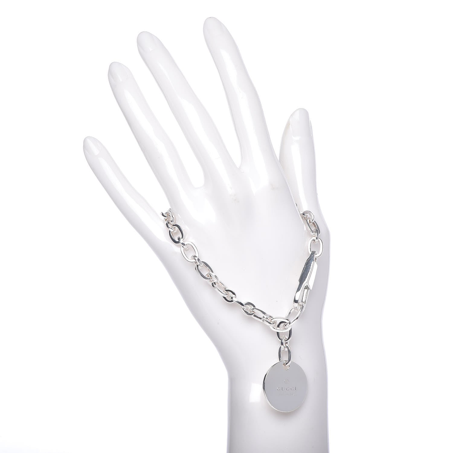 Gucci Sterling Silver Link Round Charm Bracelet 2 of 4
