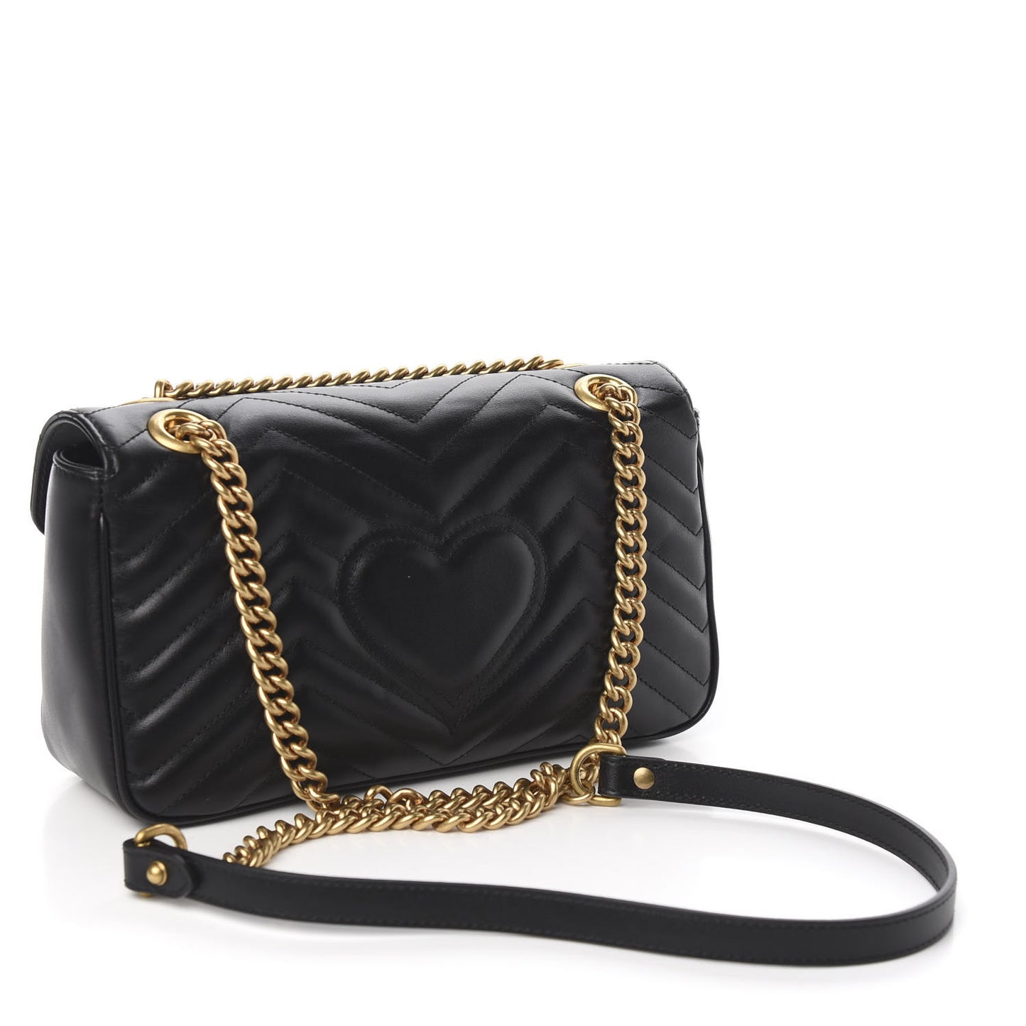 Calfskin Matelasse Small GG Marmont Shoulder Bag Black