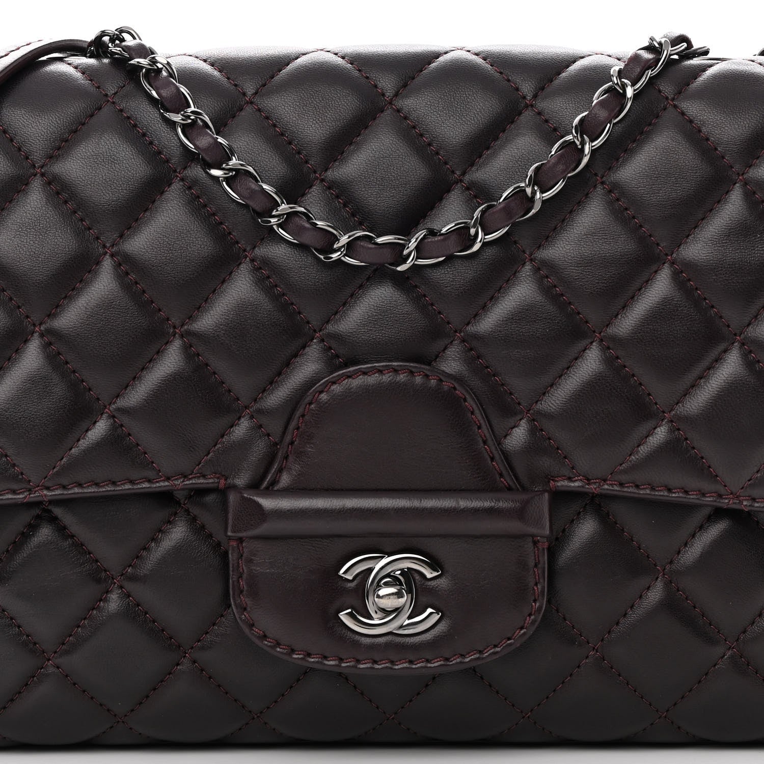 Chanel Lambskin Quilted Jumbo Coco Loop Flap Burgundy 8 of 14