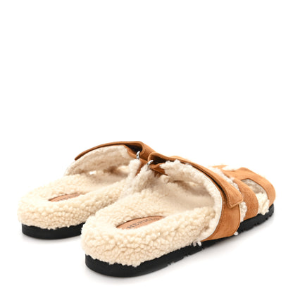 Hermes Suede Goatskin Woolskin Womens Chypre Sandals 36.5 Naturel Ecru 5 of 9