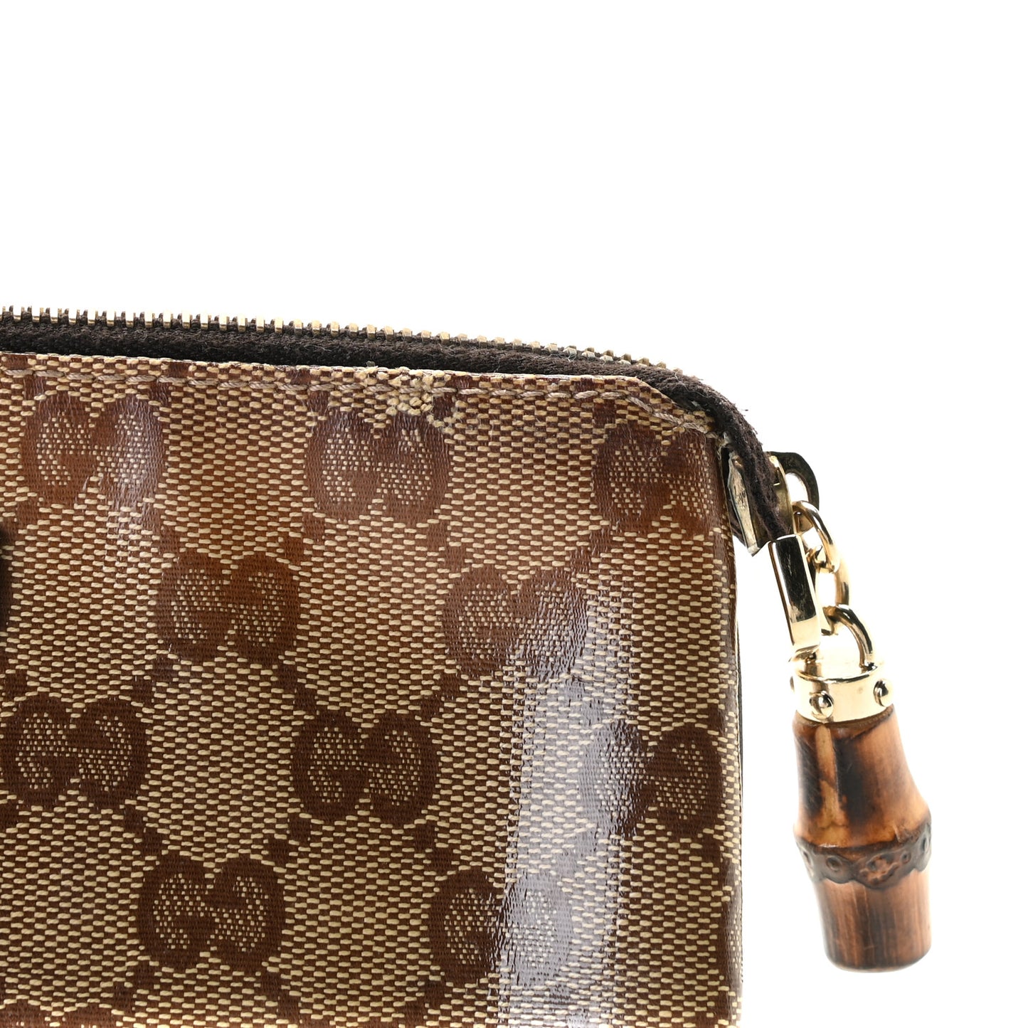 Crystal Monogram Pouch Dark Brown