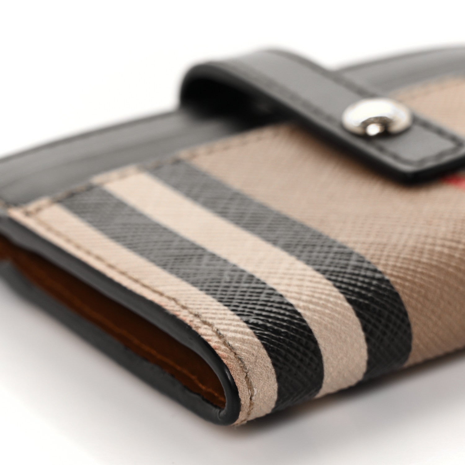 Burberry E-Canvas Calfskin Icon Stripe Folding Card Case Archive Black 7 of 8