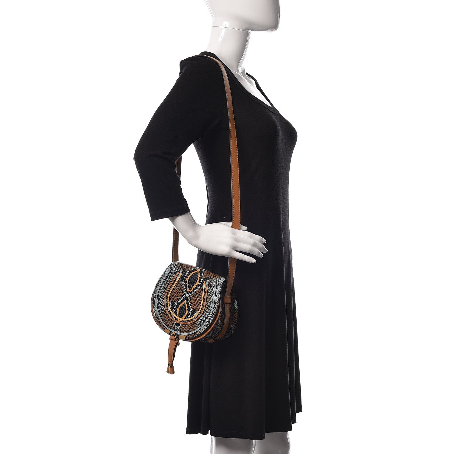 Chloe Python Calfskin Embossed Mini Marcie Round Crossbody Bag Multicolor 2 of 10