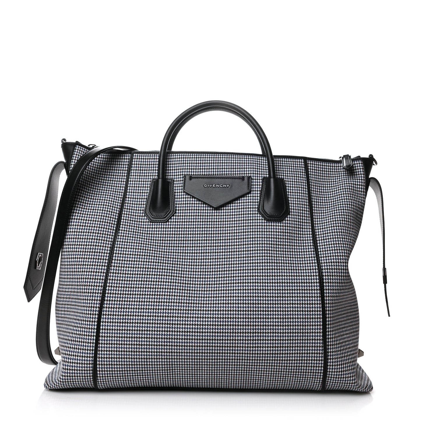 Wool Houndstooth Large Soft Antigona Black