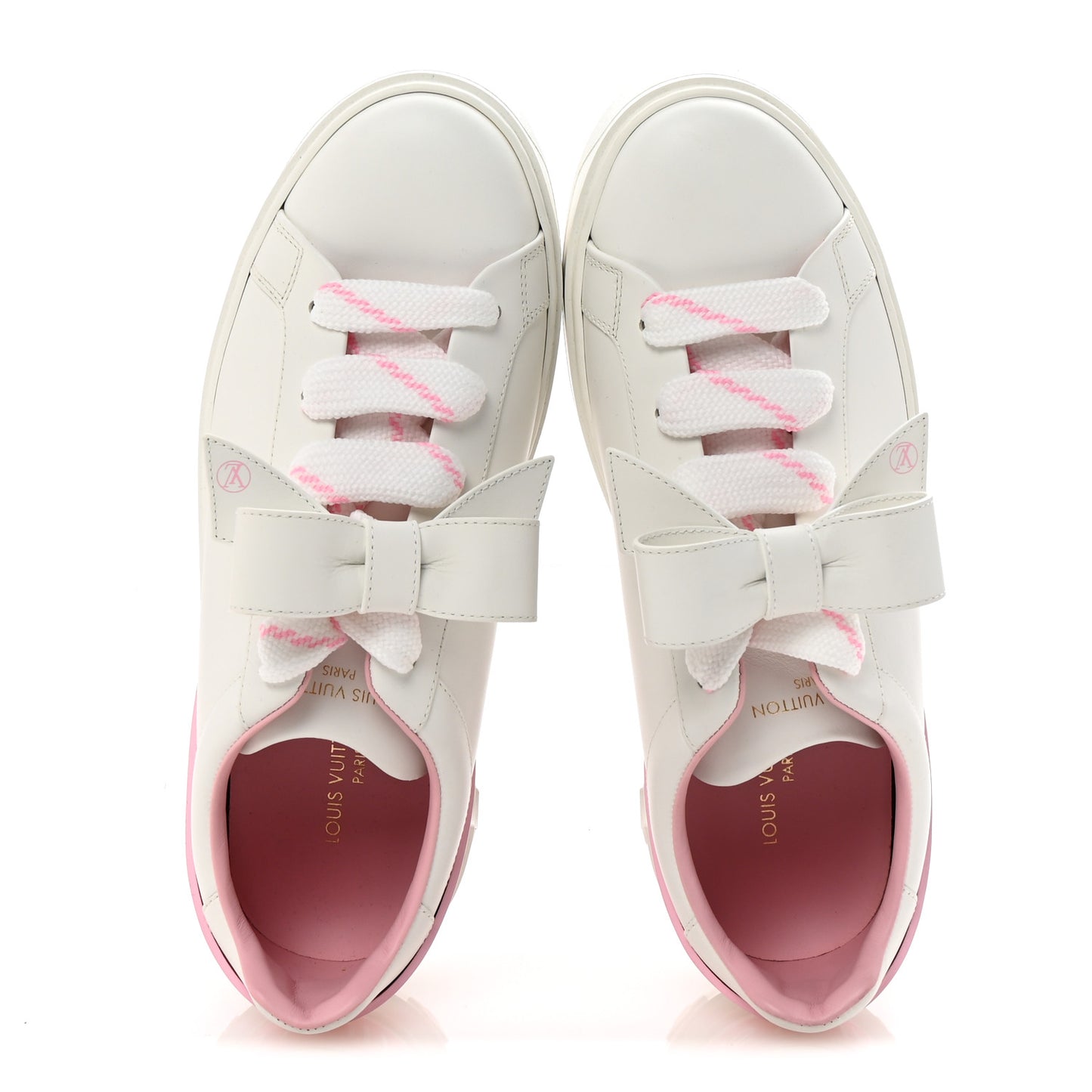 Calfskin Time Out Bow Sneakers 40 White Pink
