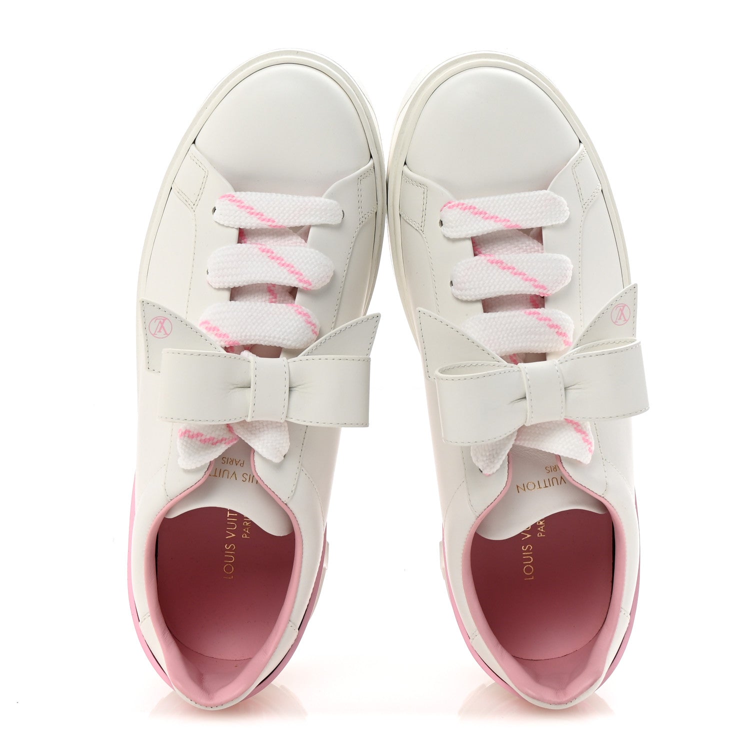 Louis Vuitton Calfskin Time Out Bow Sneakers 40 White Pink 2 of 9