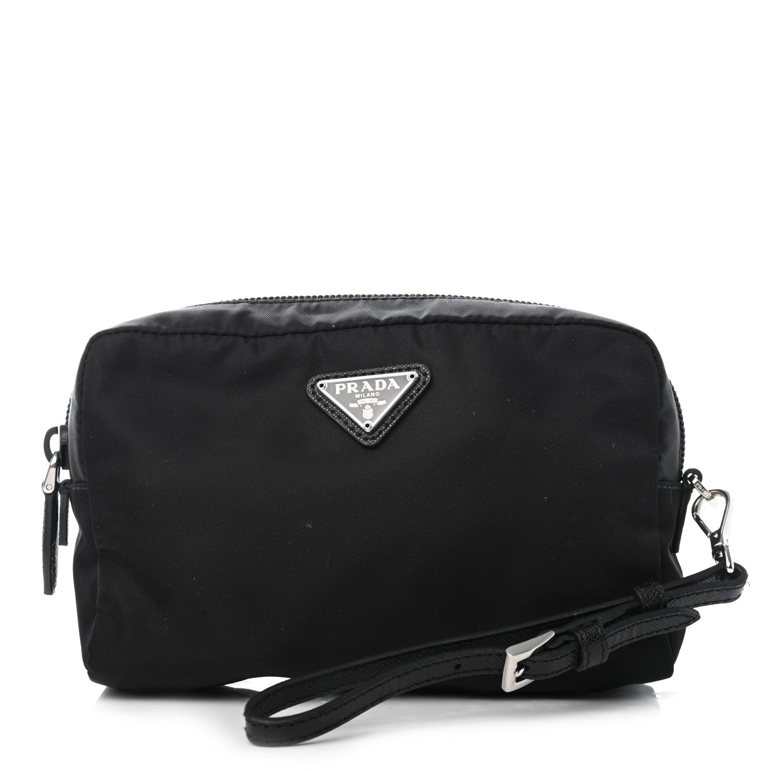 Prada Tessuto Nylon Saffiano Wristlet Black 1 of 4